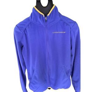 Nike Livestrong Women’s Jacket M Fleece Zipper Front Thumb Holes Purple & Yellow